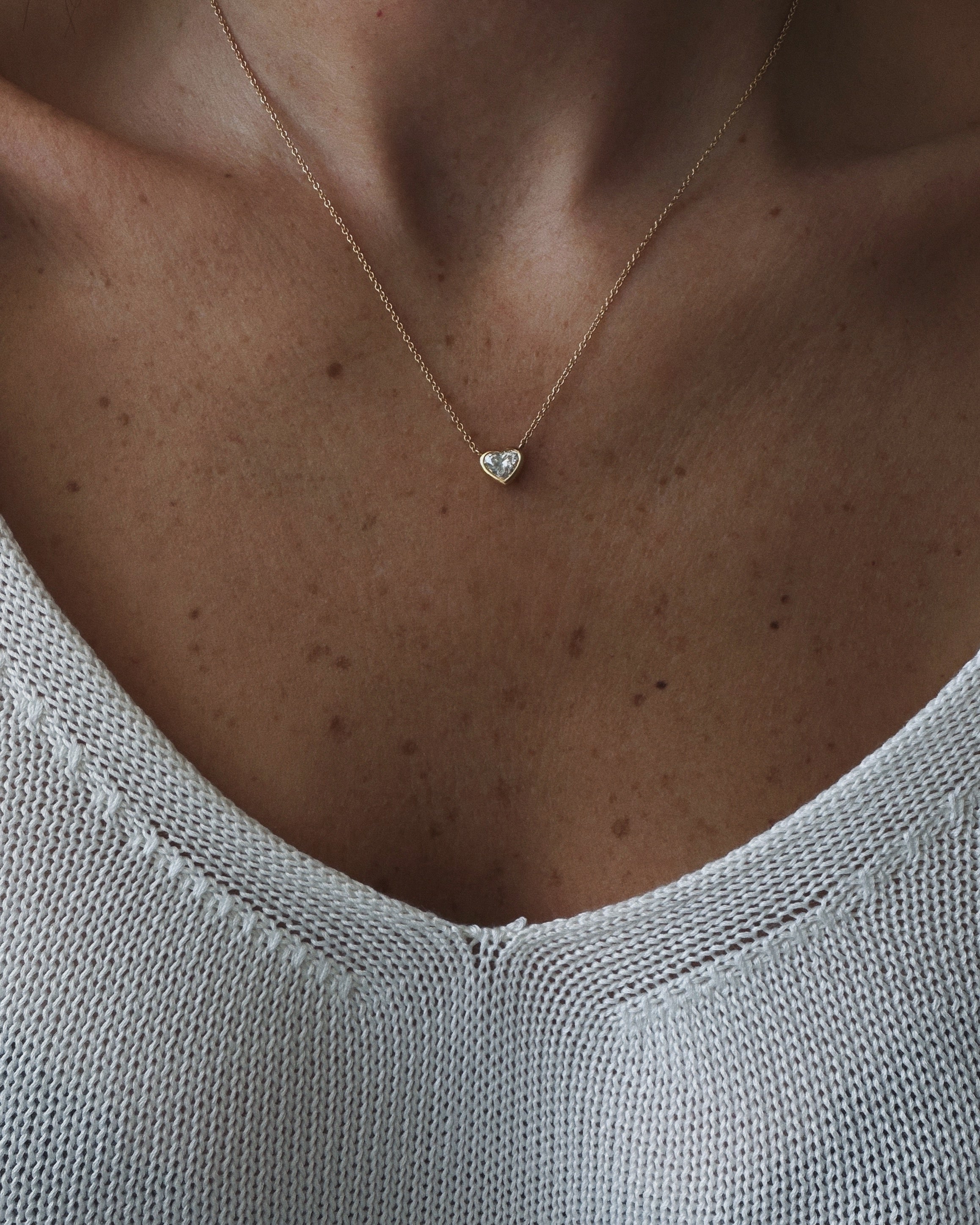 Heart diamond necklace in a wrap