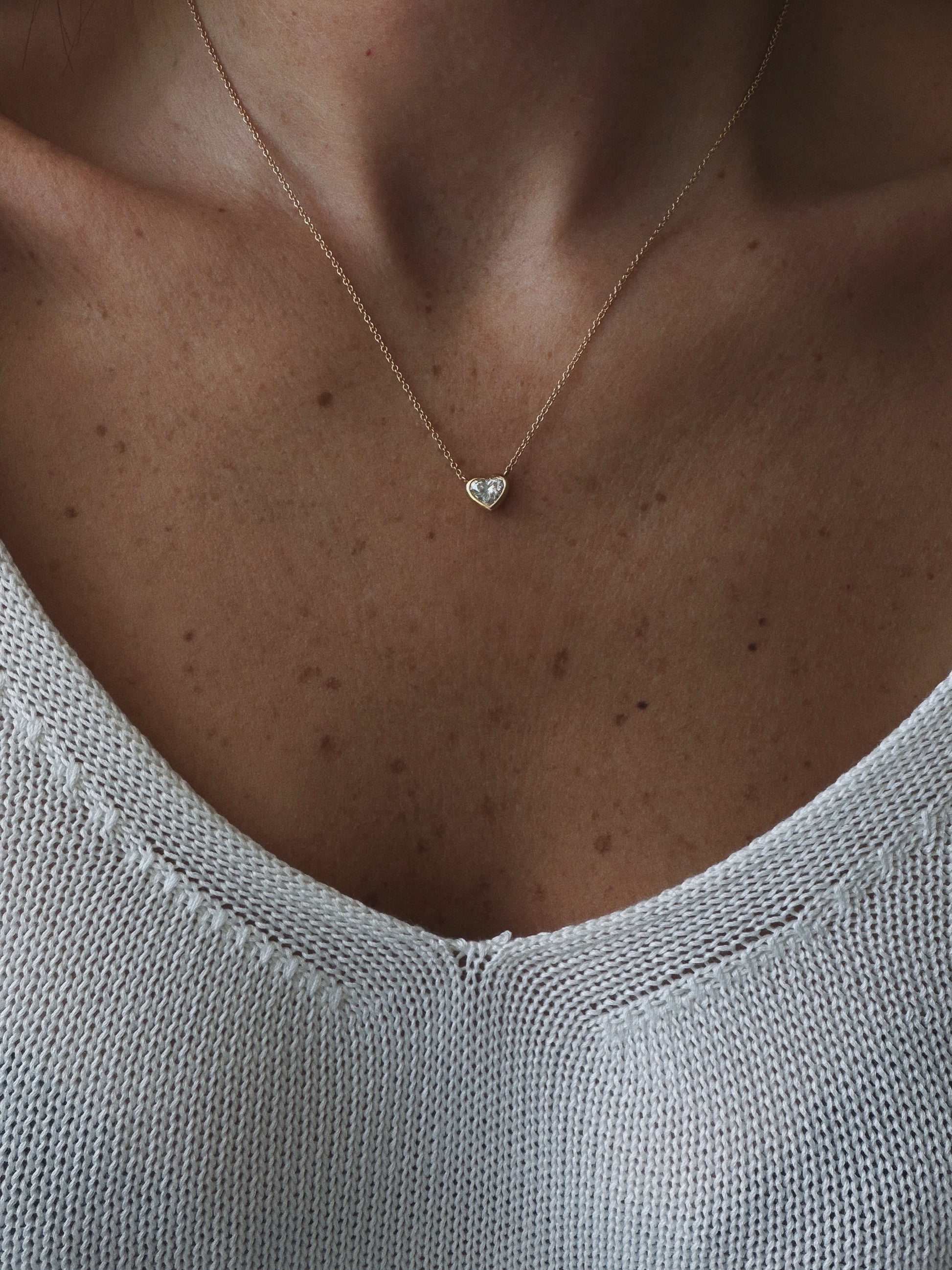 Heart diamond necklace in a wrap