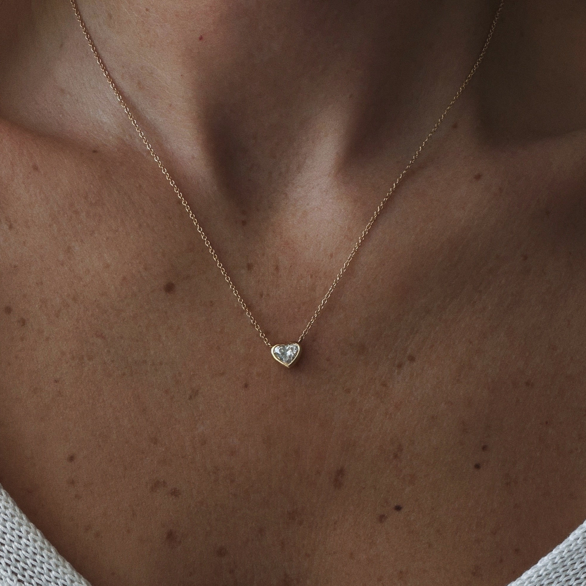 Heart diamond necklace in a wrap