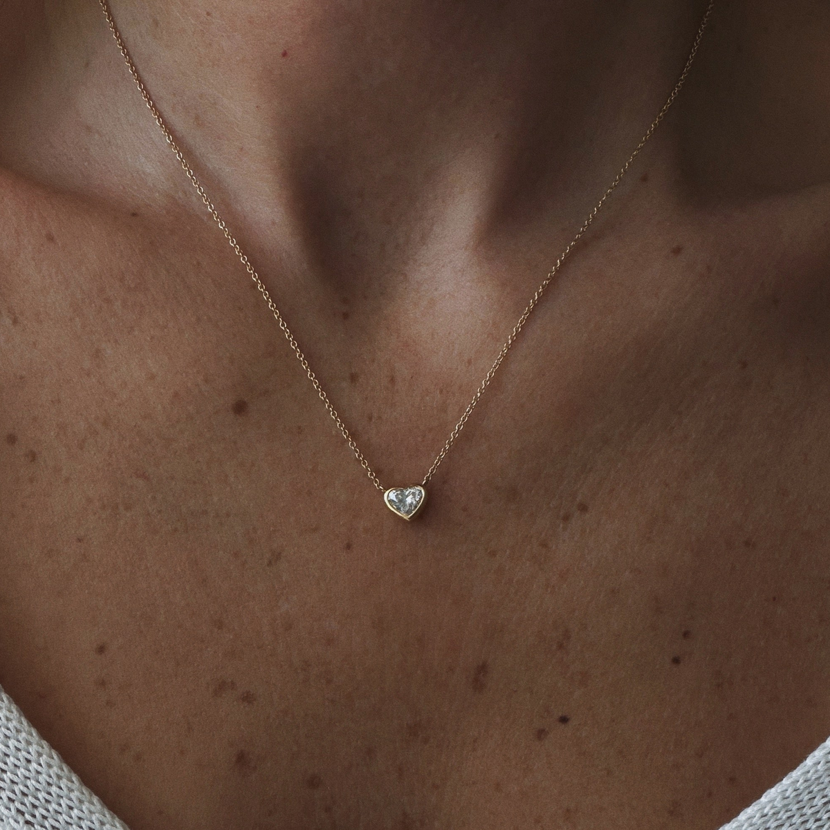 Heart diamond necklace in a wrap