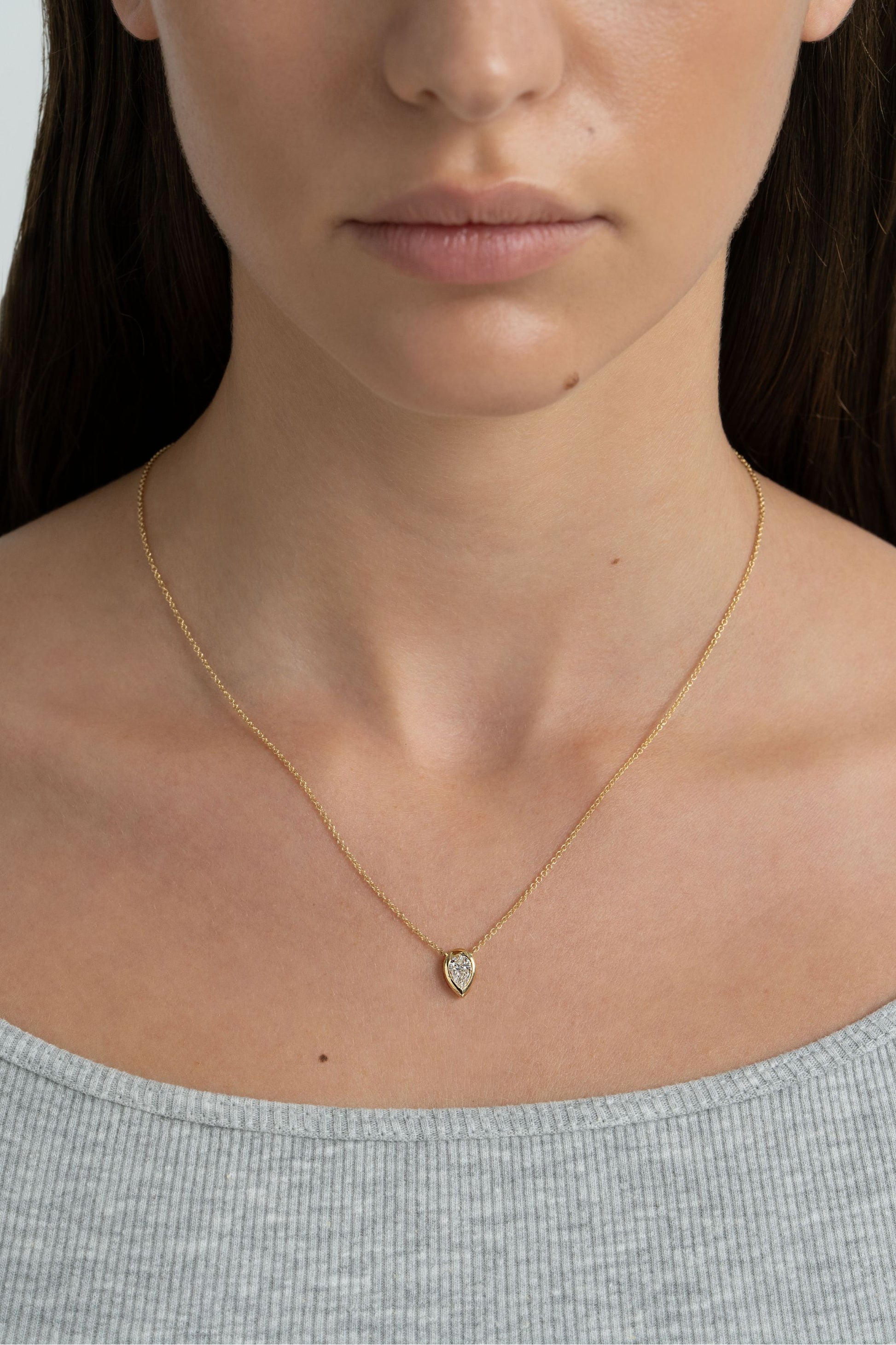 Pear diamond necklace in a wrap