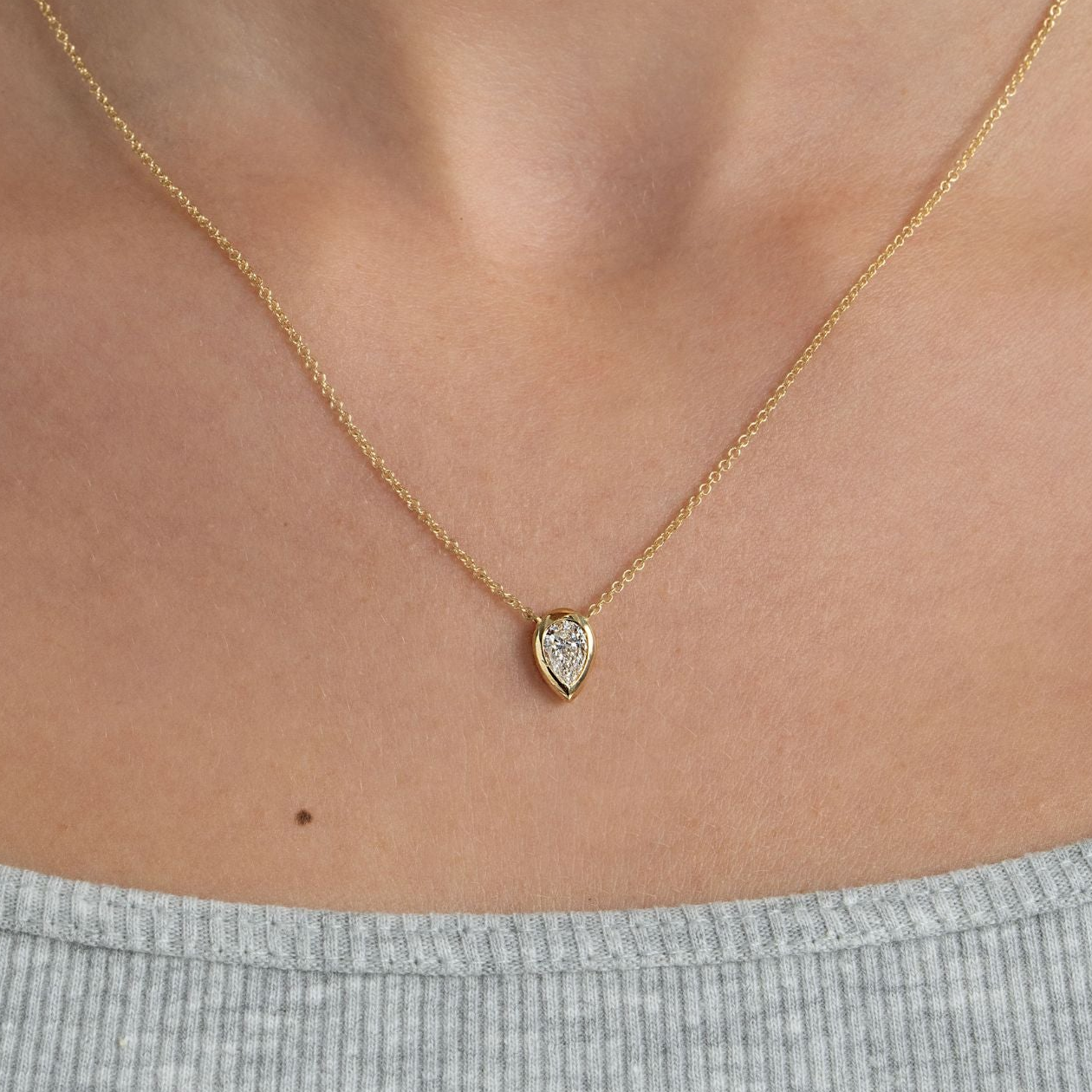 Pear diamond necklace in a wrap