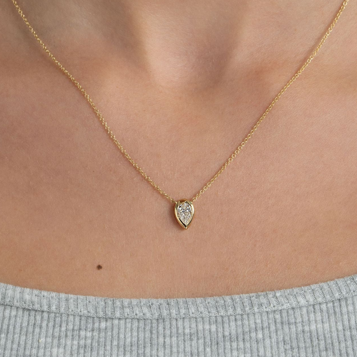 Pear diamond necklace in a wrap