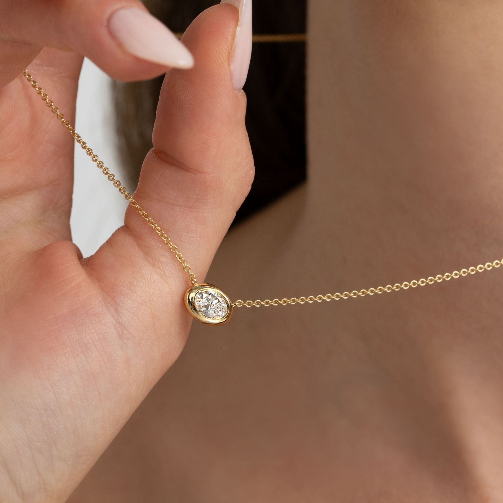Side oval wrap necklace