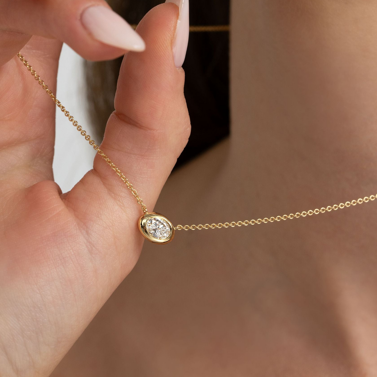 Side oval wrap necklace