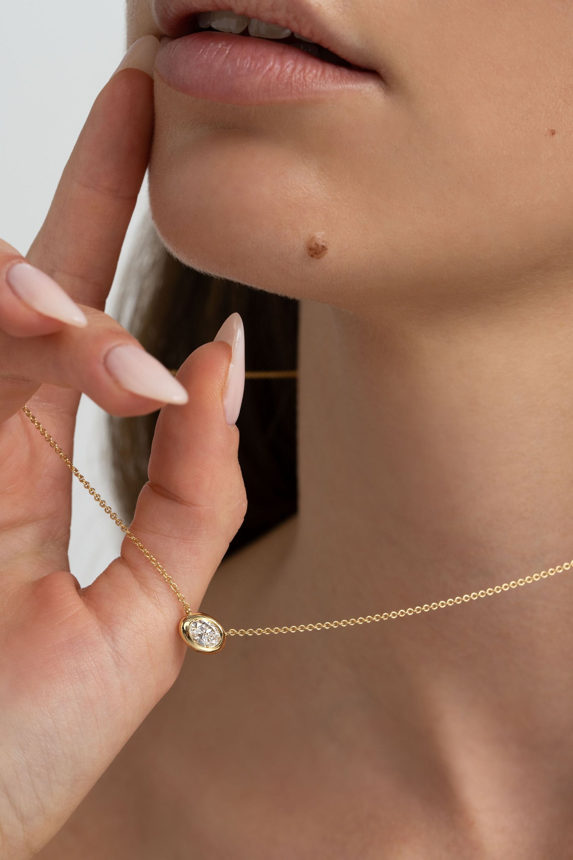 Side oval wrap necklace