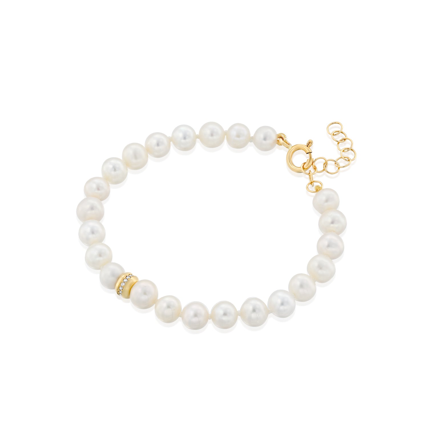 Born With Pearls and single diamond bead - Bracelet