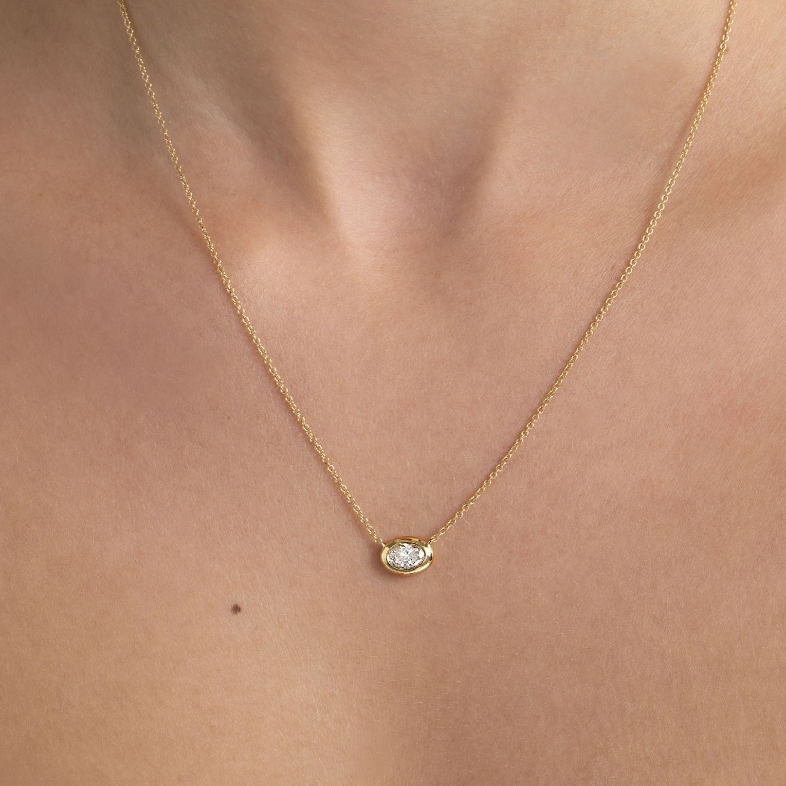 Side oval wrap necklace