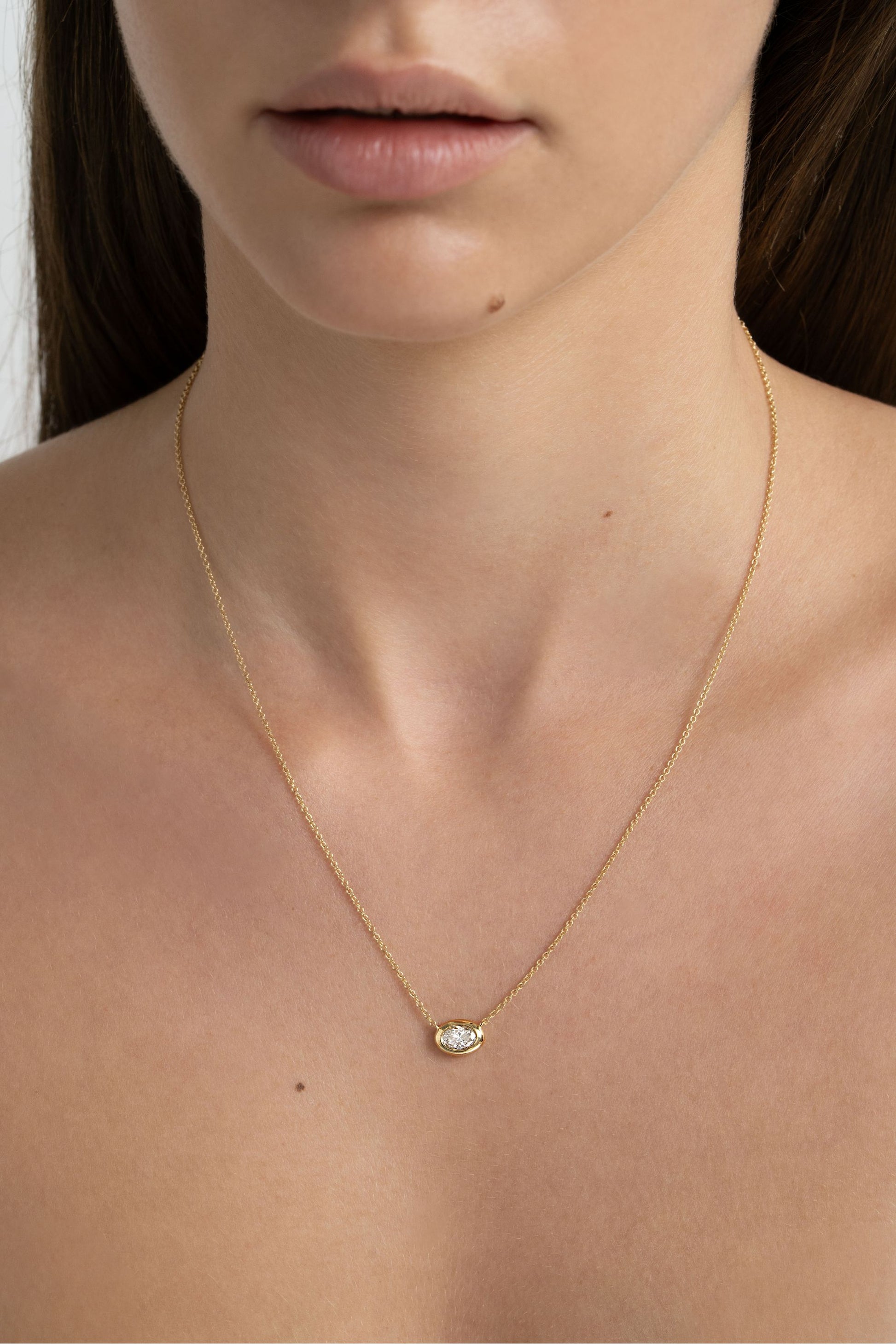 Side oval wrap necklace