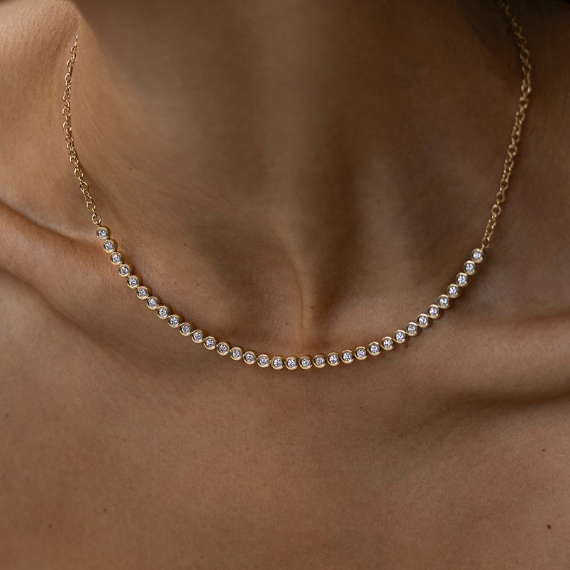 A neck piece line of bubbles