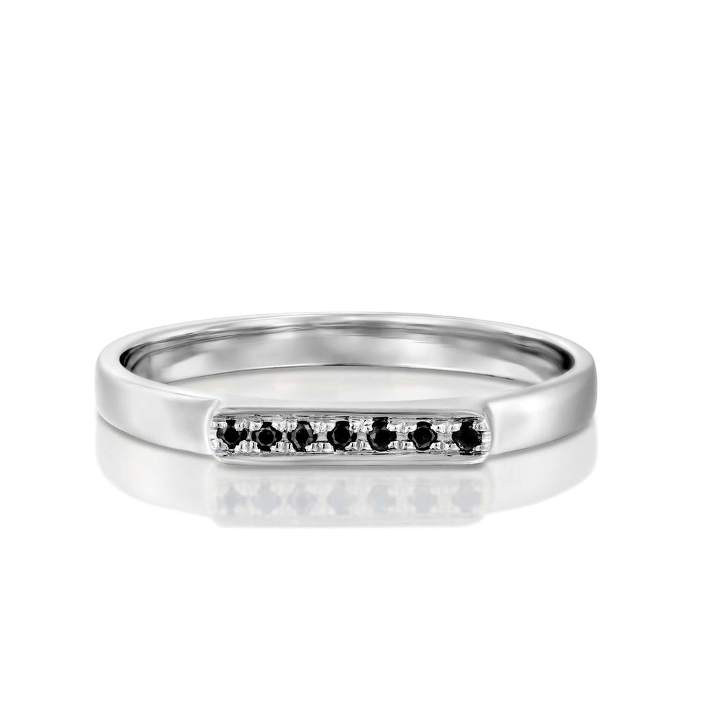 טבעת שיק משובצת יהלומים שחורים זהב לבן white gold black diamonds ring precious