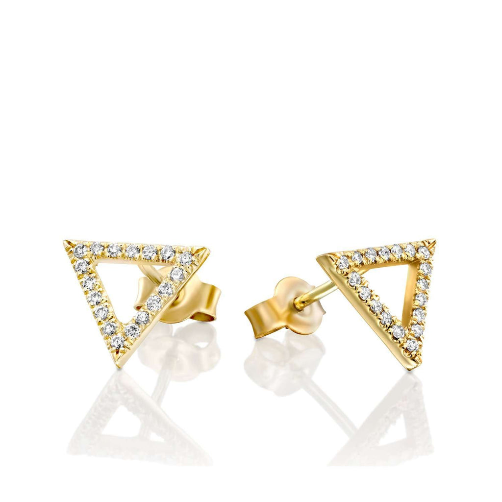traingle diamond earings luxary gold עגילי יהלום משולש יוקרתי זהב