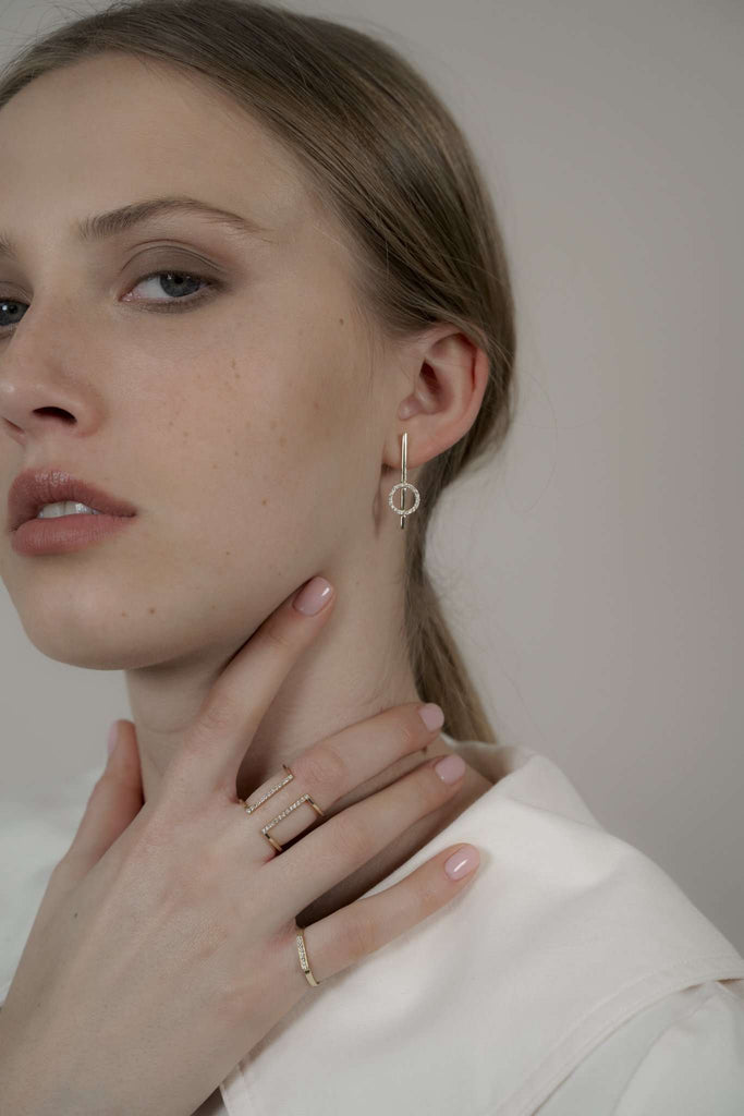 White combo earrings - levnaro - לבאנארו