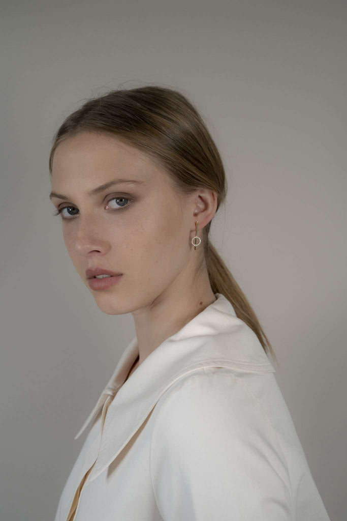 White combo earrings - levnaro - לבאנארו