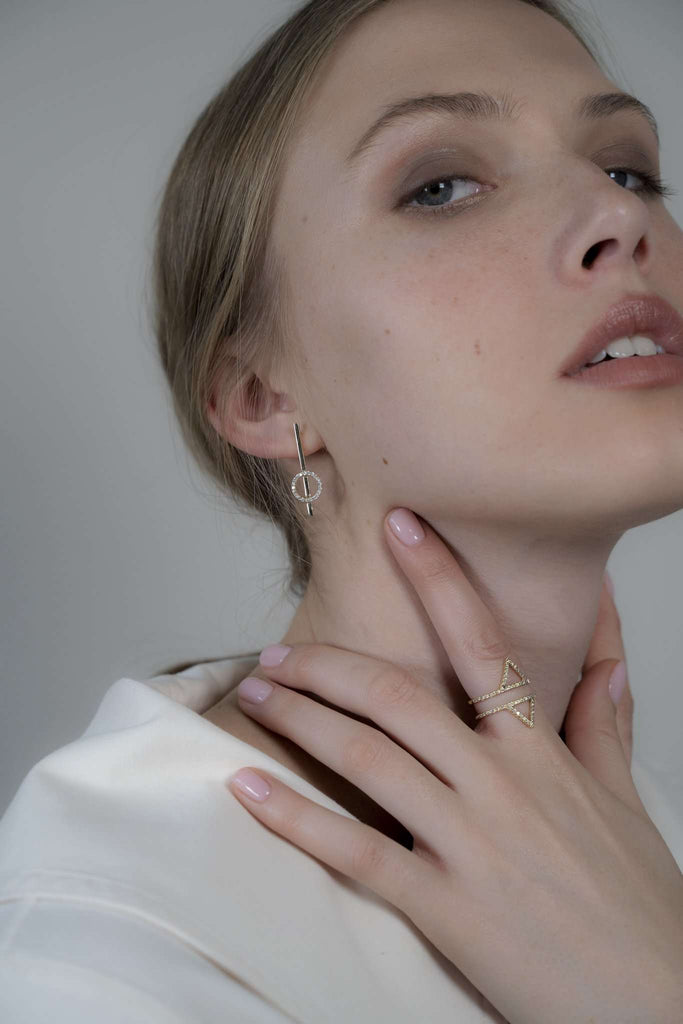 White combo earrings - levnaro - לבאנארו