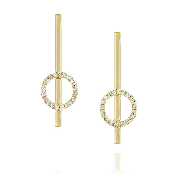 line earings hoop diamond precious עגילי קו חישוק מעוטר יהלומים יוקרתי זהב