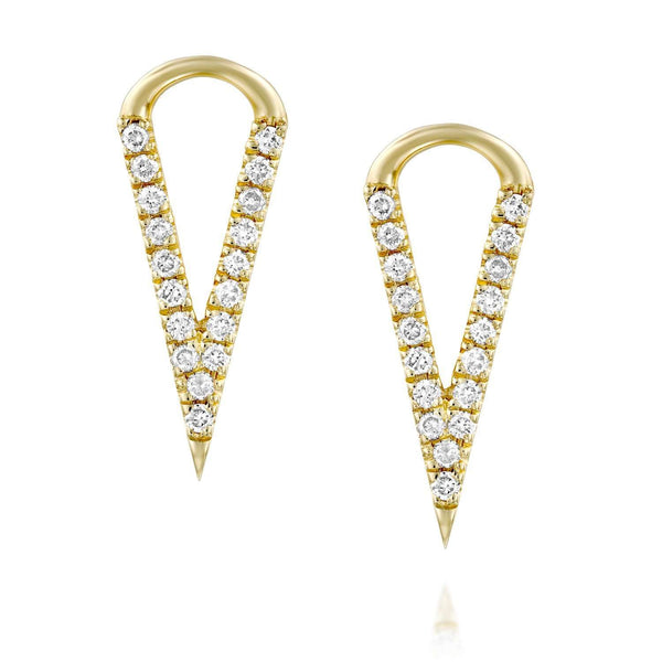 עגילי יהלום קונוס יחודיים מעוצבים זהב cone diamond earings uniqe design
