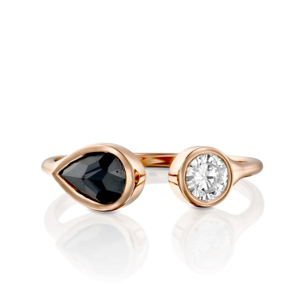 Luna black and white ring - levnaro - לבאנארו