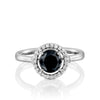 טבעת כסף משובצת יהלום שחור היילו silver black diamond ring personalized