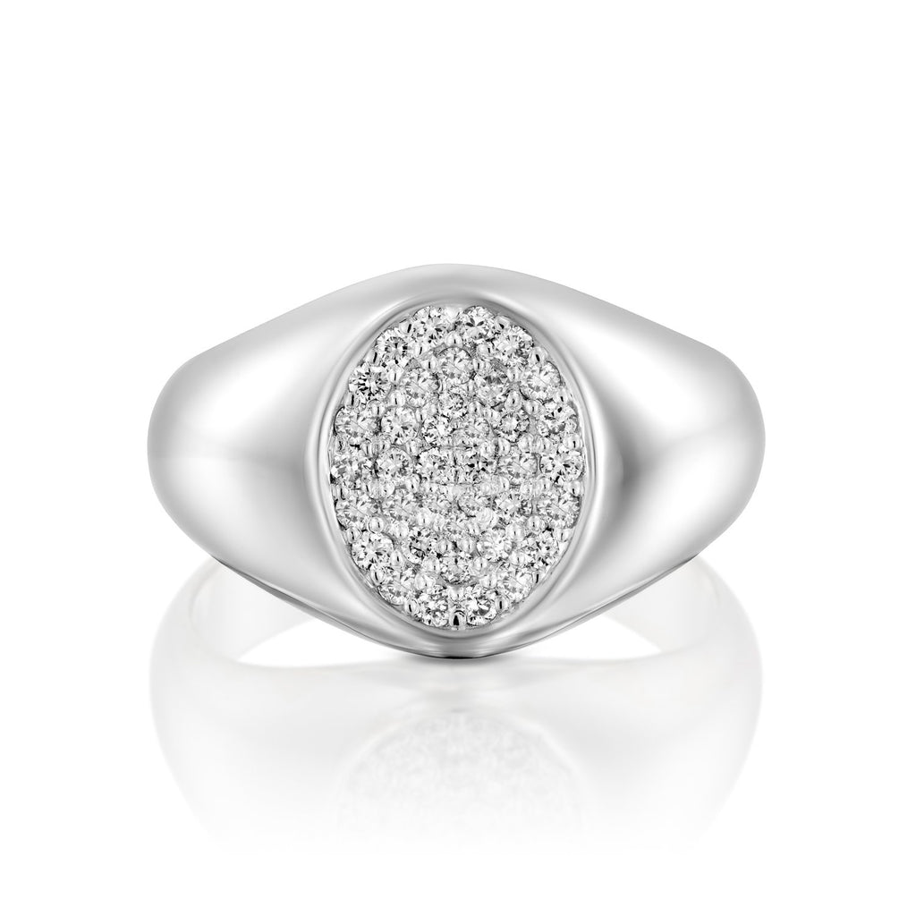 oval ring white gold elegant diamond טבעת יהלום אובל אלגנטית זהב לבן