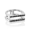 black diamond strips white gold ring טבעת יהלום שחור פסים זהב לבן