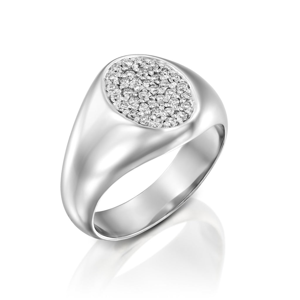 Oval full diamond ring - levnaro - לבאנארו