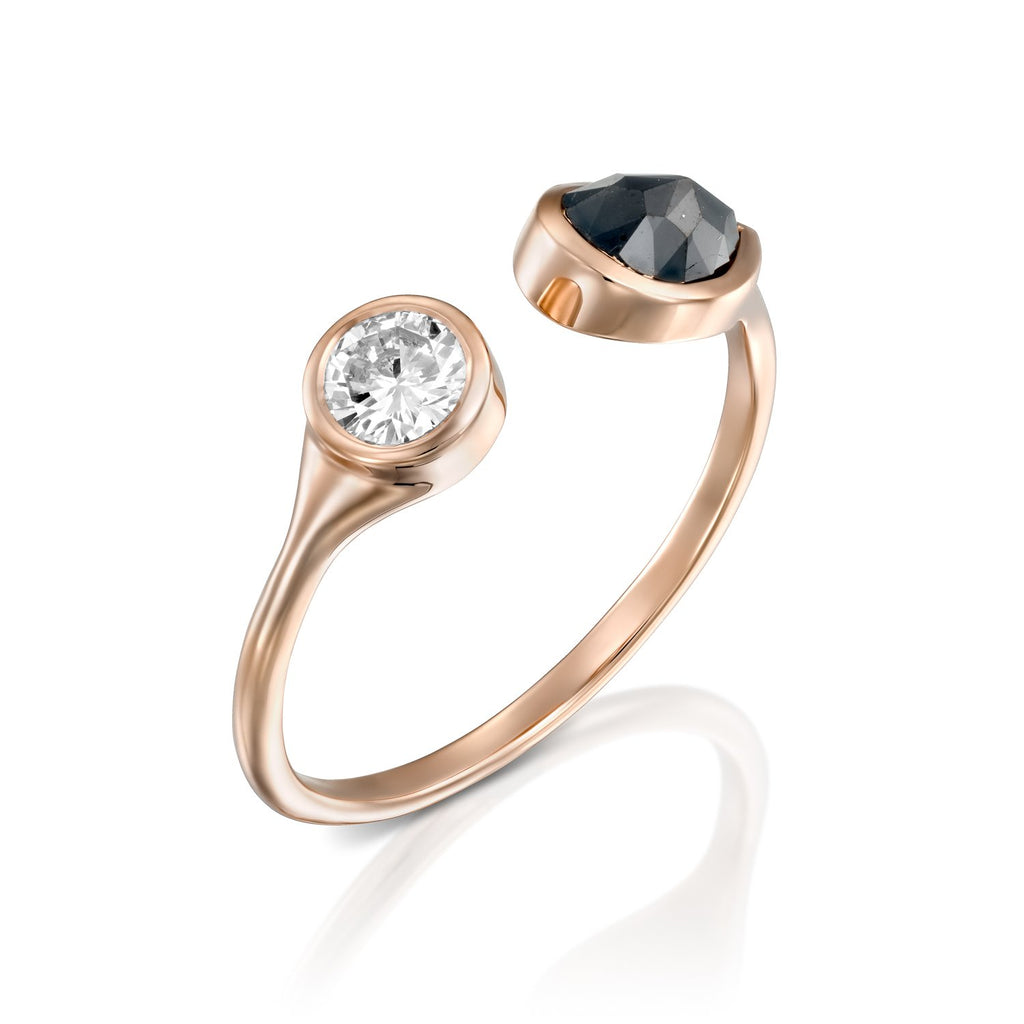 Luna black and white ring - levnaro - לבאנארו