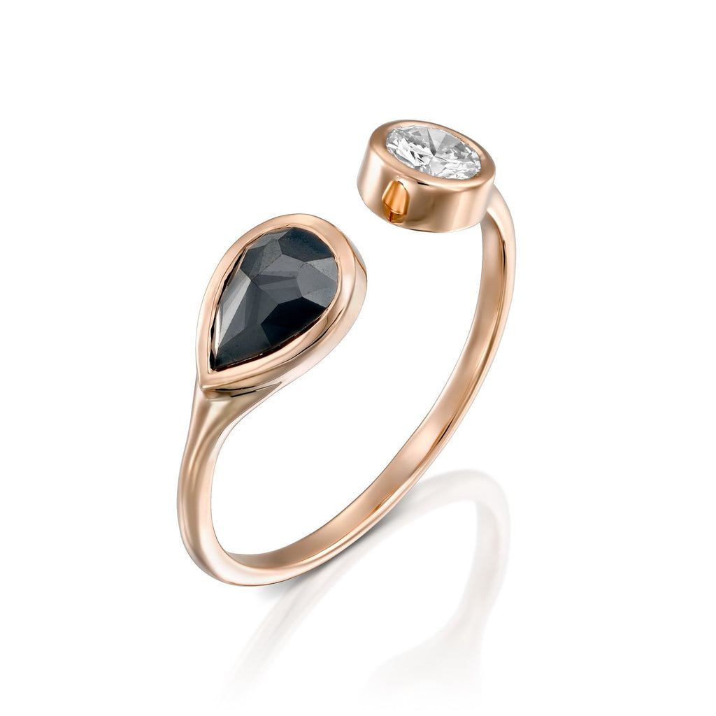 Luna black and white ring - levnaro - לבאנארו