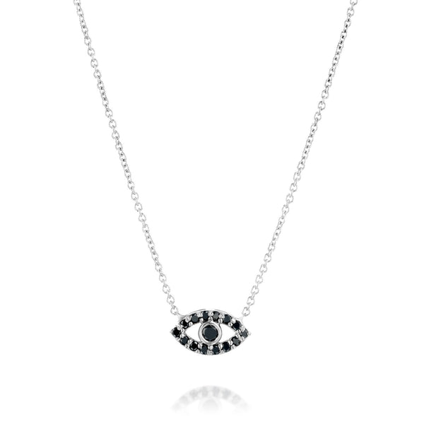 necklace silver gold black diamond eye שרשרת כסף זהב משובץ יהלום שחור עין