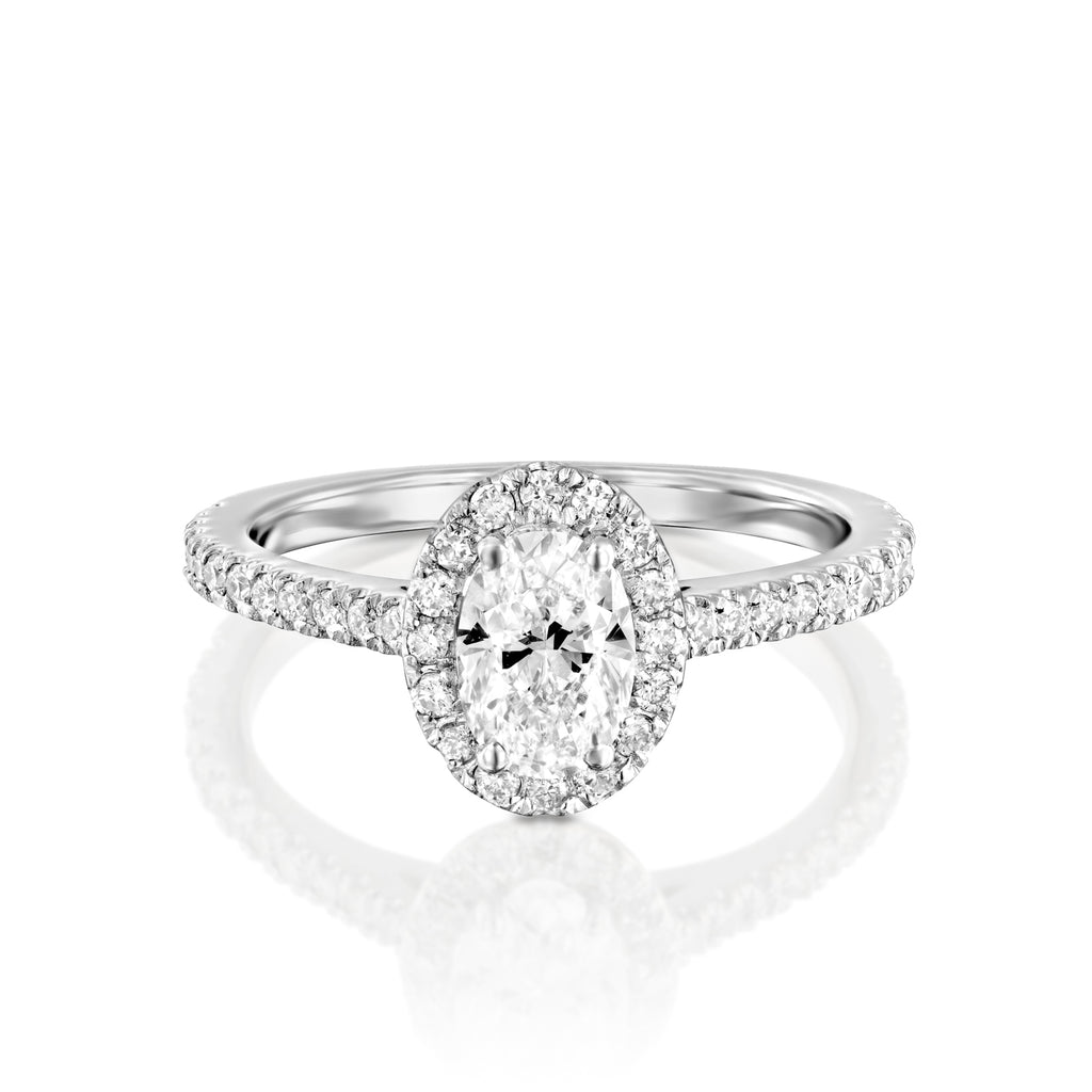oval uniqe white gold ring diamond טבעת אובל יהלום זהב לבן