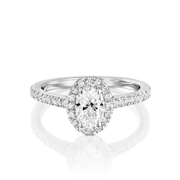 oval uniqe white gold ring diamond טבעת אובל יהלום זהב לבן