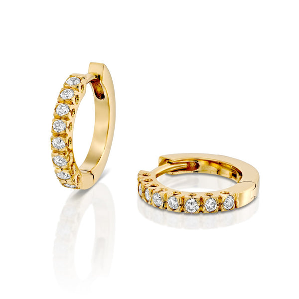 hoop diamond earrings gold עגילי חישוק בשיבוץ יהלומים