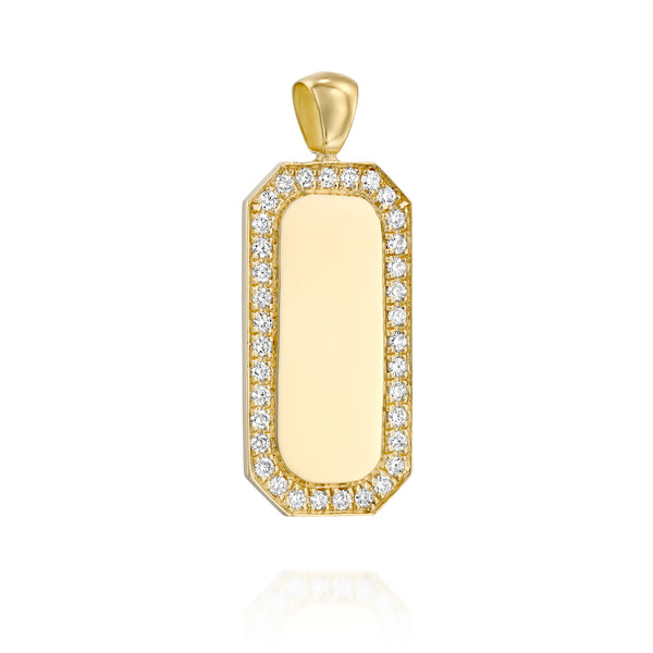 diamond plate pendant תליון פלטה משובץ יהלומים