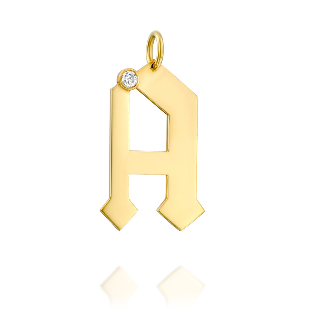 letter pendant diamond תליון אותיות קטן משובץ יהלום