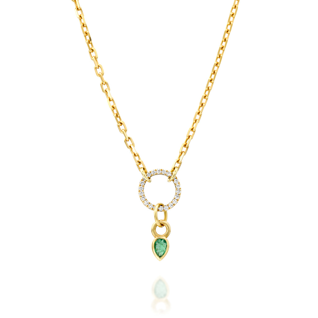 Emerald pendant - tear drop shaped - levnaro - לבאנארו