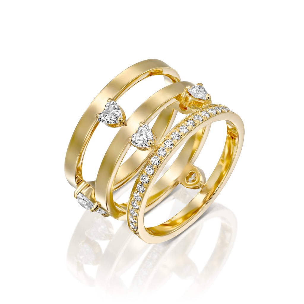 heart on lines ring diamond brand luxary טבעת לב פסים משובצת יהלומים מותג יוקרתי