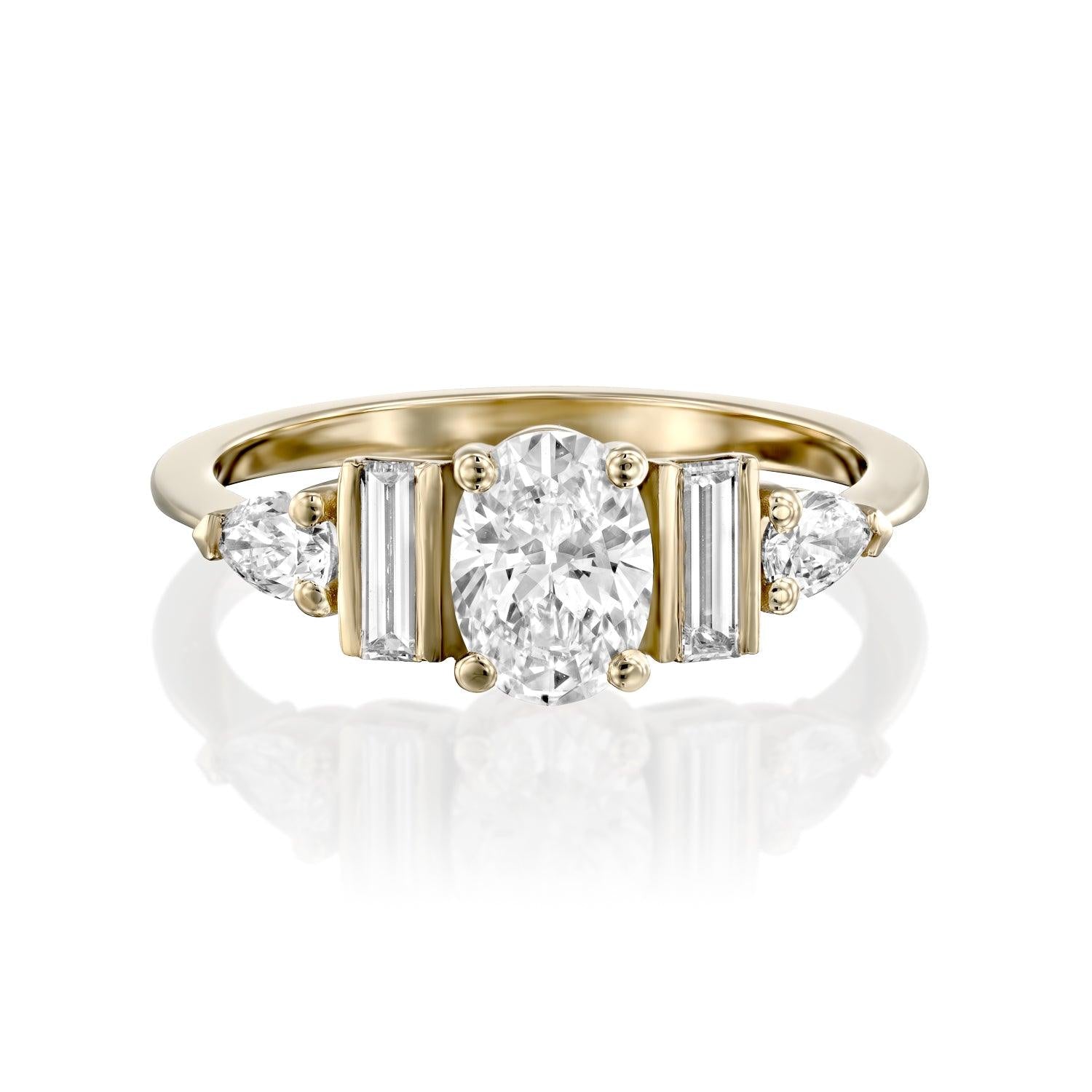 טבעת טוויסטר זהב משובצת יהלום מסוגנן diamond ring gold stylish twister
