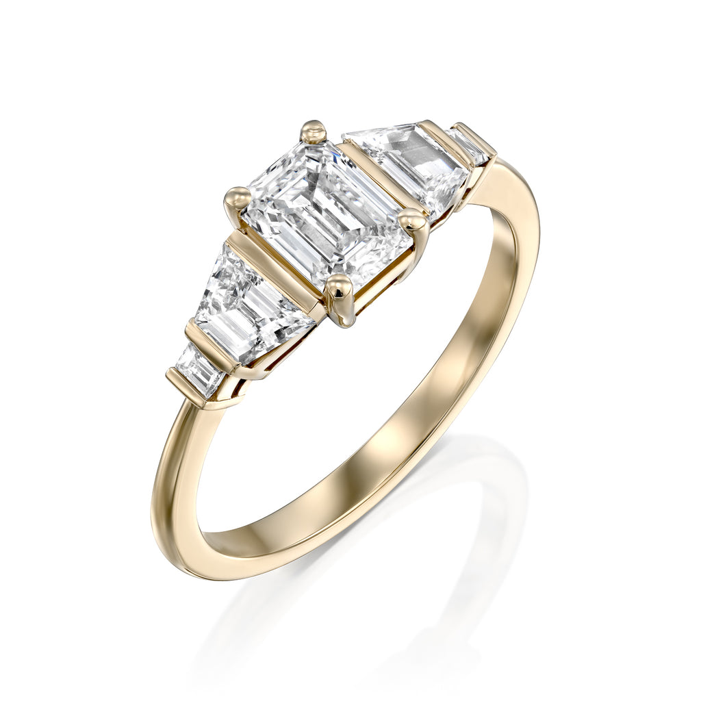 טבעת אירוסין יהלום מרובע זהב engagment ring square diamond gold stylish
