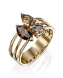 nature made triage diamond brown ring  טבעת מיקס יהלומים חומים