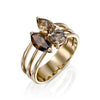 nature made triage diamond brown ring  טבעת מיקס יהלומים חומים