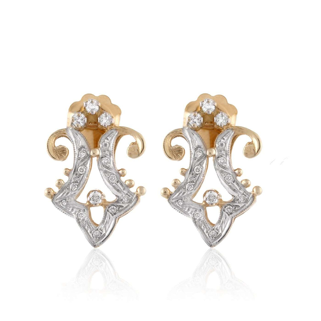ויטאז עגילי יהלום מעוטרים זהב vintage diamond gold earings