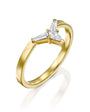 special design traingle gold diamond ring טבעת יהלום זהב עיצוב משולש מיוחד