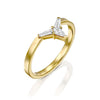 special design traingle gold diamond ring טבעת יהלום זהב עיצוב משולש מיוחד