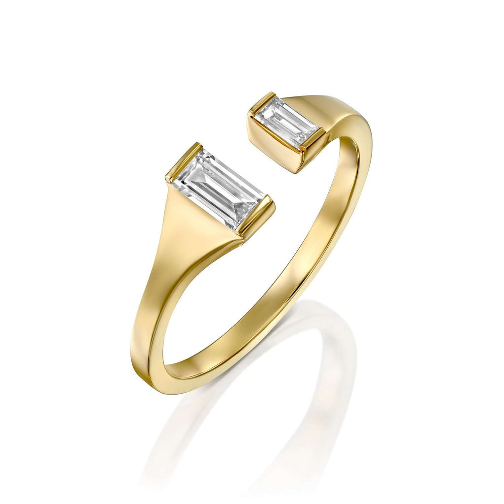 open split diamond ring gold טבעת יהלום זהב פתוחה מפוצלת יוקרתית