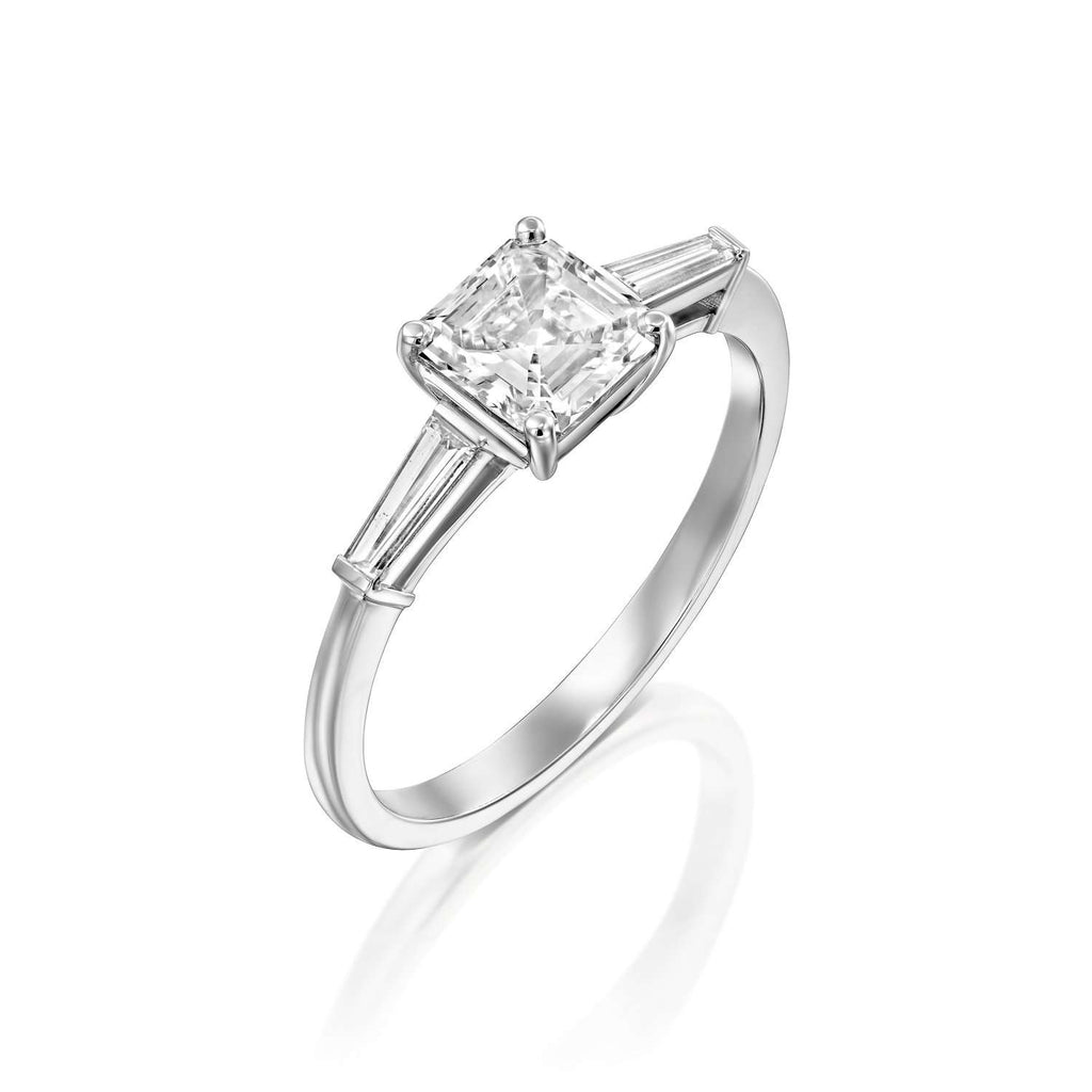 טבעת נסיכה יהלום מרובע זהב לבן יוקרתי princces diamond white gold ring luxary