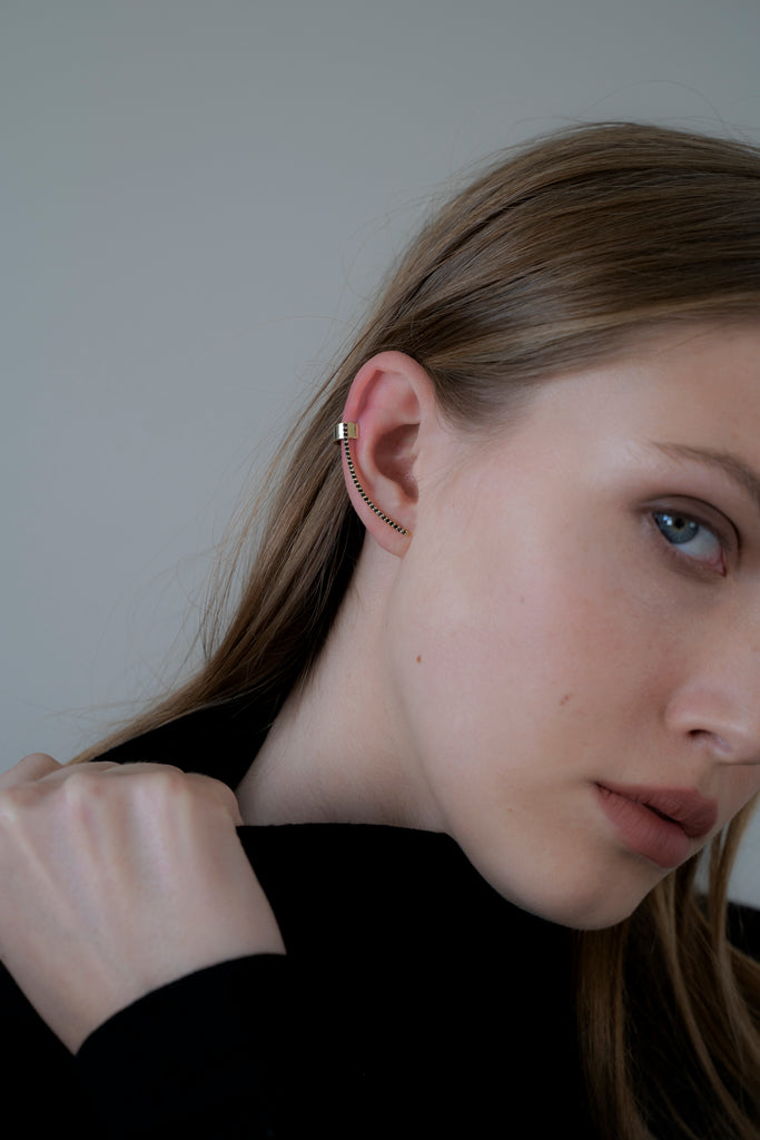 Rockstar black earring - levnaro - לבאנארו