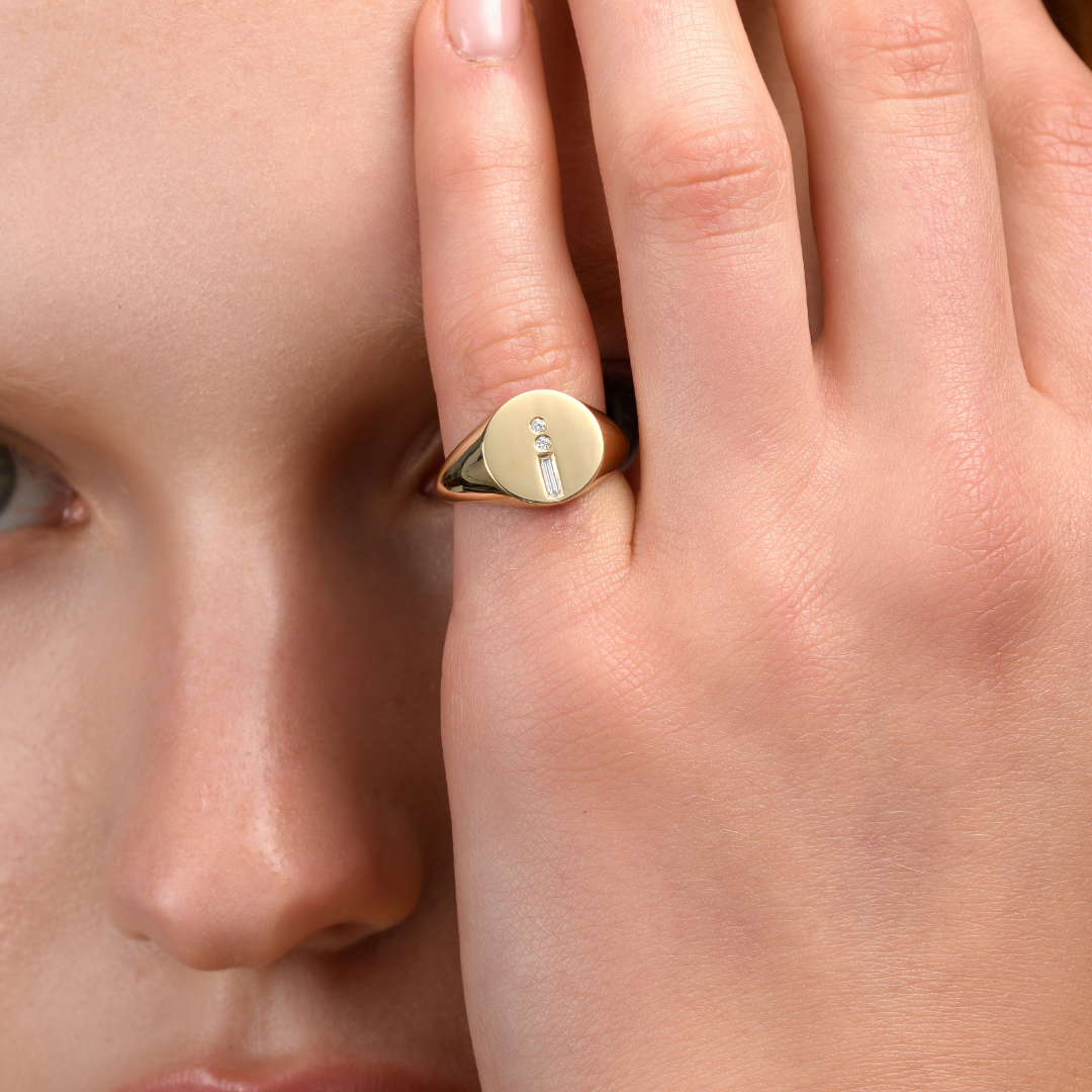 pinky ring diamond gold טבעת זרת זהב יהלום